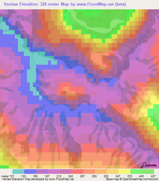 Venlaw,New Zealand Elevation Map