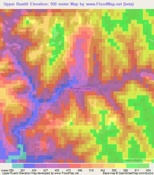 Upper Ruatiti,New Zealand Elevation Map
