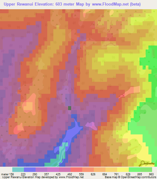 Upper Rewanui,New Zealand Elevation Map