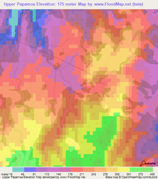 Upper Papamoa,New Zealand Elevation Map