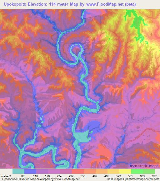 Upokopoito,New Zealand Elevation Map