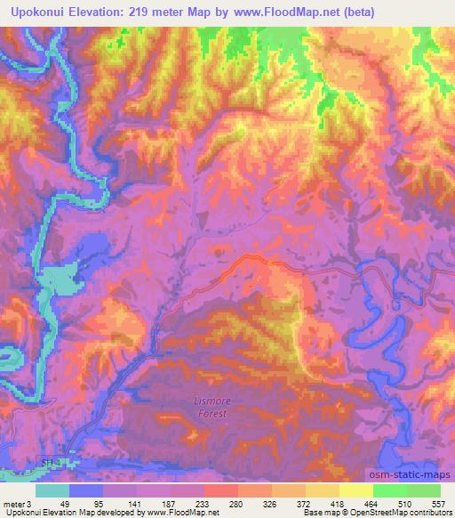 Upokonui,New Zealand Elevation Map