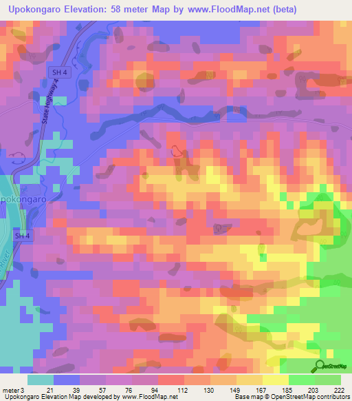 Upokongaro,New Zealand Elevation Map