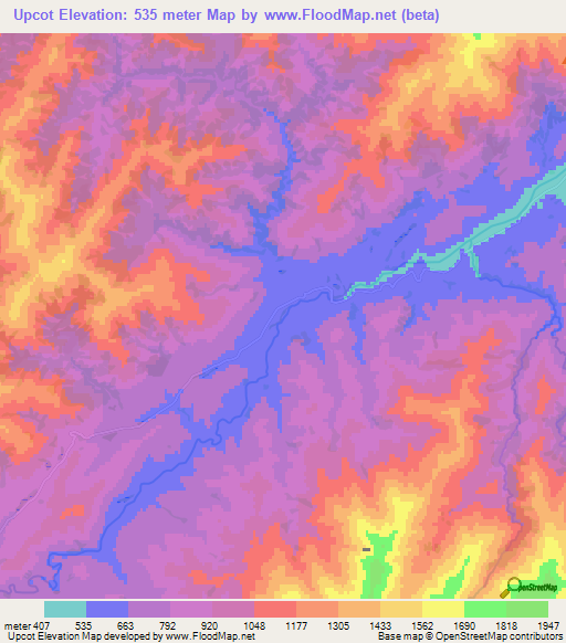 Upcot,New Zealand Elevation Map