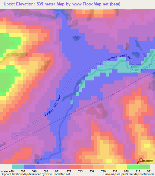 Upcot,New Zealand Elevation Map