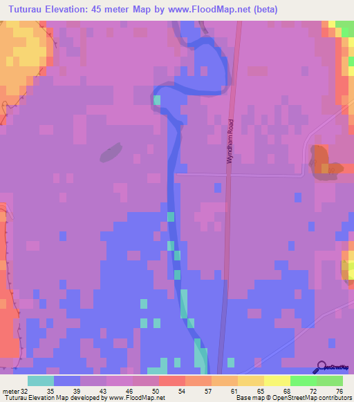Tuturau,New Zealand Elevation Map