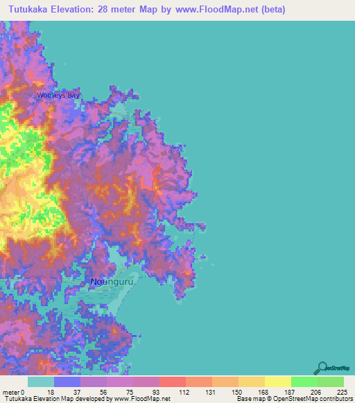 Tutukaka,New Zealand Elevation Map