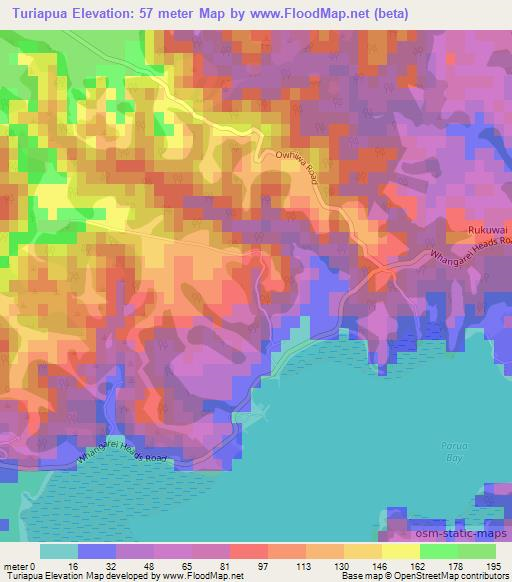 Turiapua,New Zealand Elevation Map