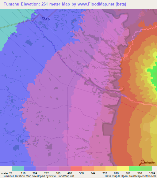 Tumahu,New Zealand Elevation Map