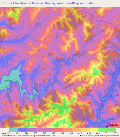 Tuhua,New Zealand Elevation Map