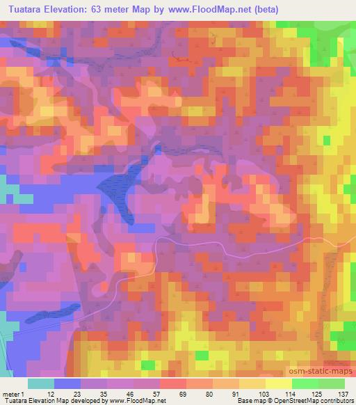 Tuatara,New Zealand Elevation Map