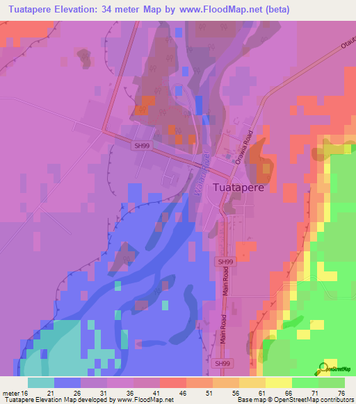Tuatapere,New Zealand Elevation Map