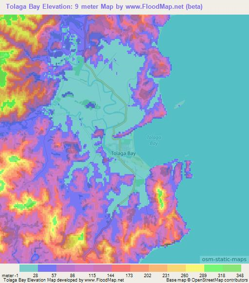 Tolaga Bay,New Zealand Elevation Map