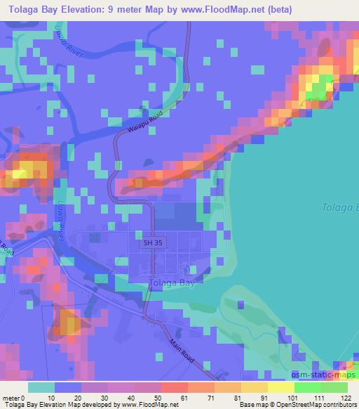 Tolaga Bay,New Zealand Elevation Map