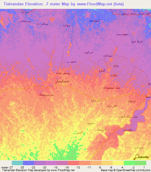 Tialvandan,Iran Elevation Map