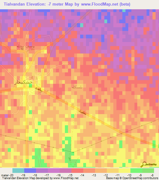 Tialvandan,Iran Elevation Map