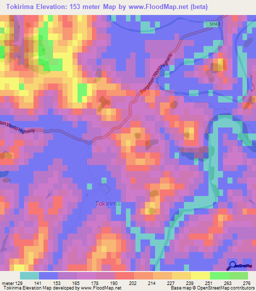 Tokirima,New Zealand Elevation Map