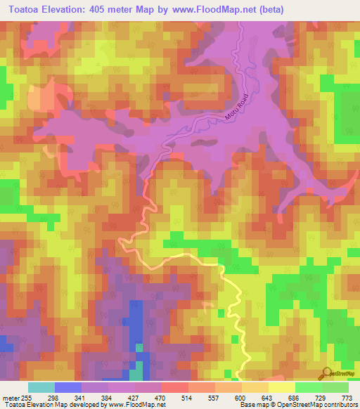 Toatoa,New Zealand Elevation Map