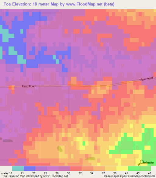 Toa,New Zealand Elevation Map