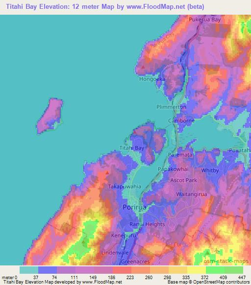 Titahi Bay,New Zealand Elevation Map