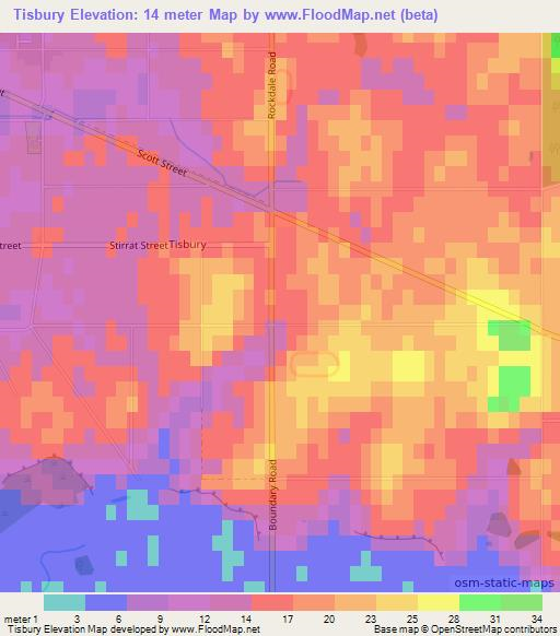 Tisbury,New Zealand Elevation Map