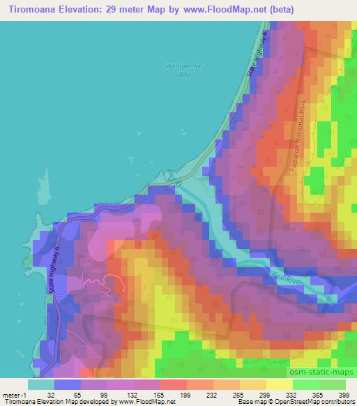 Tiromoana,New Zealand Elevation Map