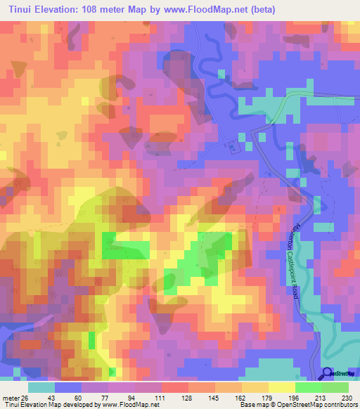 Tinui,New Zealand Elevation Map