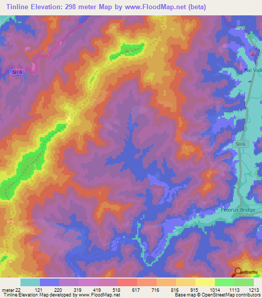 Tinline,New Zealand Elevation Map