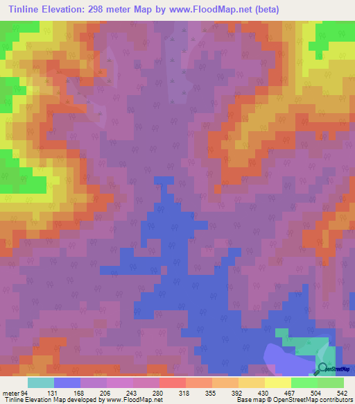 Tinline,New Zealand Elevation Map