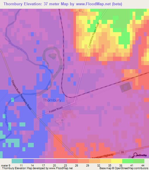 Thornbury,New Zealand Elevation Map