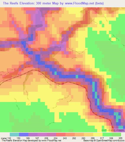 The Reefs,New Zealand Elevation Map