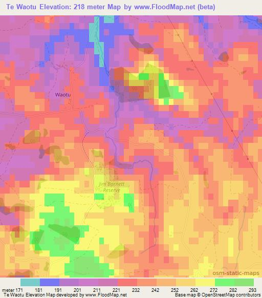 Te Waotu,New Zealand Elevation Map
