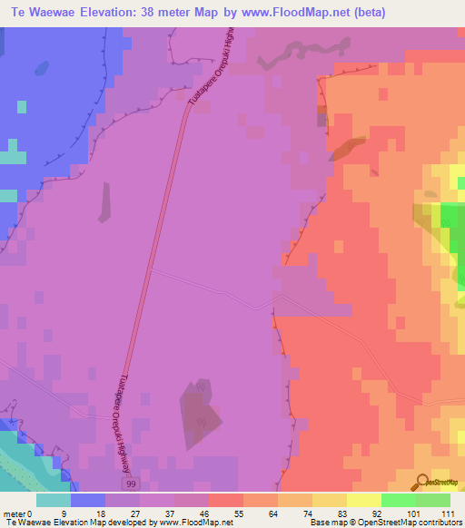 Te Waewae,New Zealand Elevation Map
