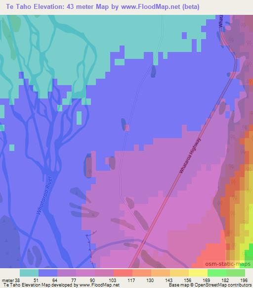 Te Taho,New Zealand Elevation Map