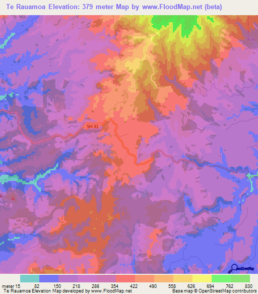 Te Rauamoa,New Zealand Elevation Map