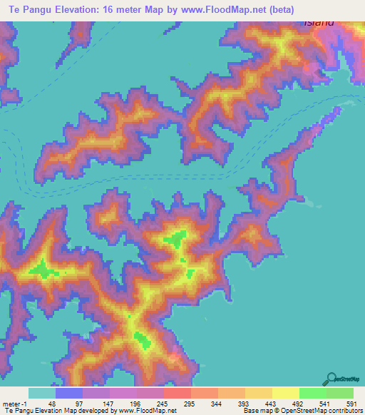 Te Pangu,New Zealand Elevation Map
