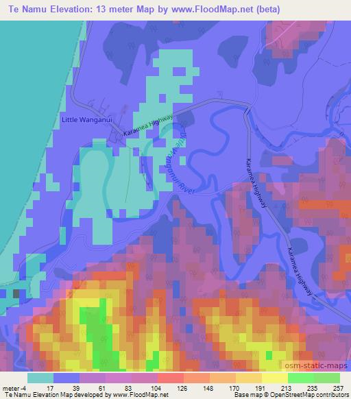 Te Namu,New Zealand Elevation Map