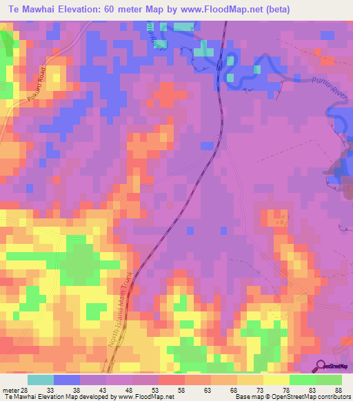 Te Mawhai,New Zealand Elevation Map