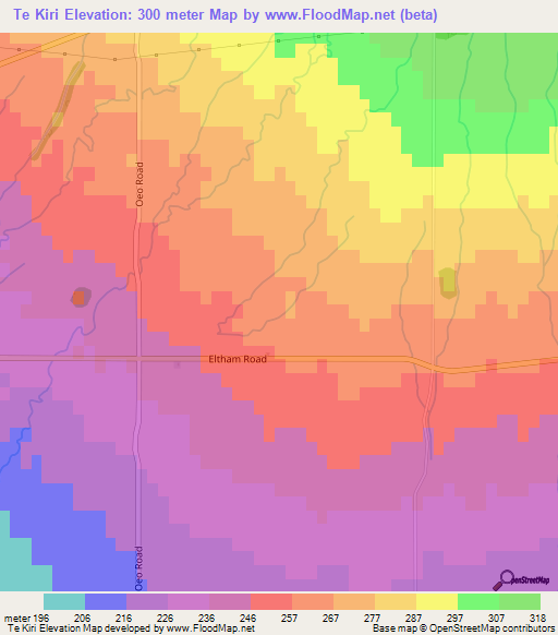 Te Kiri,New Zealand Elevation Map