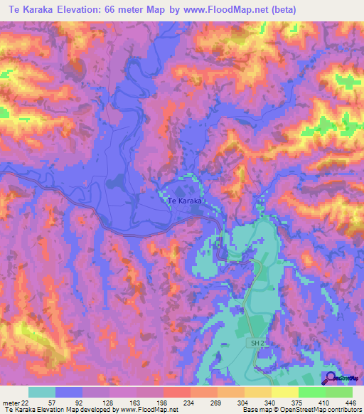 Te Karaka,New Zealand Elevation Map