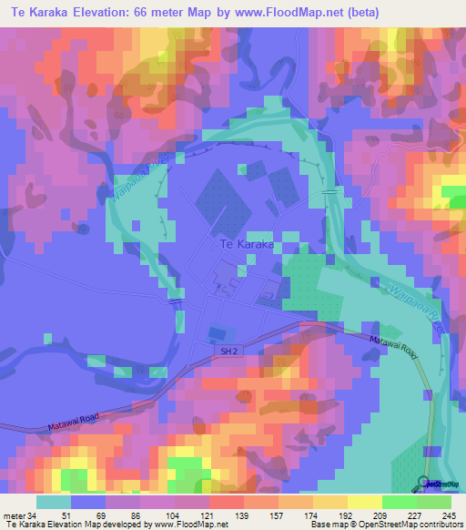 Te Karaka,New Zealand Elevation Map