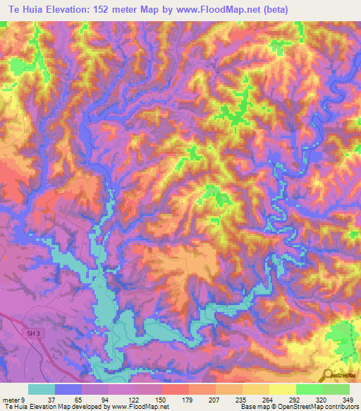 Te Huia,New Zealand Elevation Map