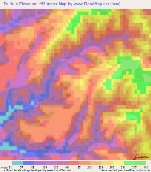 Te Huia,New Zealand Elevation Map