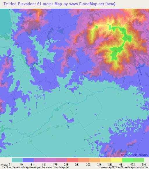 Te Hoe,New Zealand Elevation Map