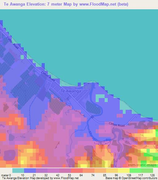 Te Awanga,New Zealand Elevation Map
