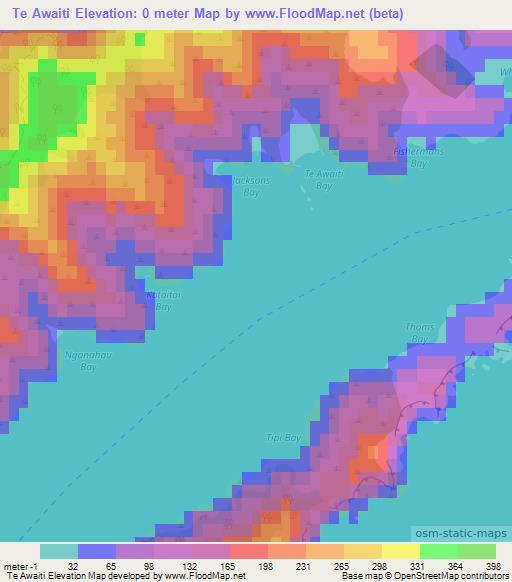 Te Awaiti,New Zealand Elevation Map