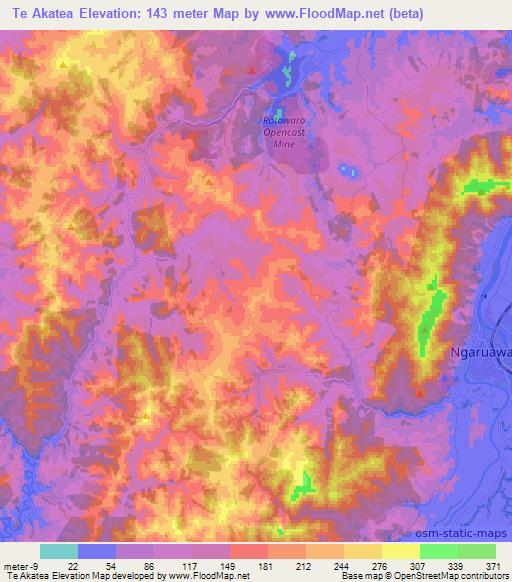 Te Akatea,New Zealand Elevation Map