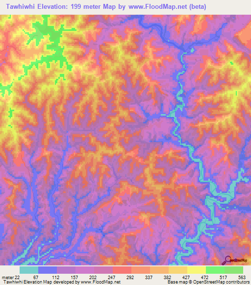 Tawhiwhi,New Zealand Elevation Map