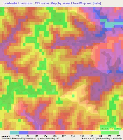 Tawhiwhi,New Zealand Elevation Map