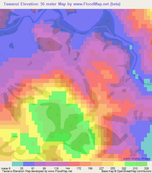 Tawanui,New Zealand Elevation Map